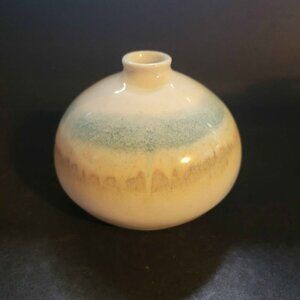 Vintage Kravec Studios Art Pottery Bud Vase With A Drip Glaze Finish